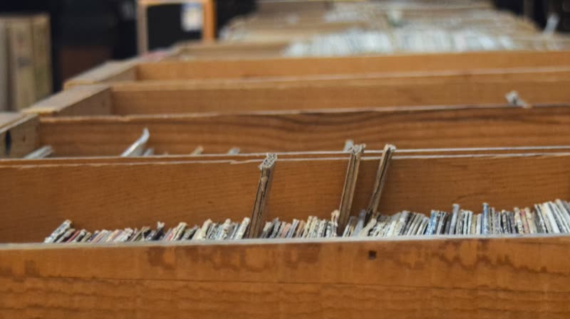 Crates of vinyl records
